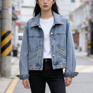 TEMU 코트 여성 워싱 청자켓 봄가을 긴팔 데일리 캐주얼 쇼트 상의 루즈핏 패션 부드럽고 편안한 슬림소녀 SLIM GIRL