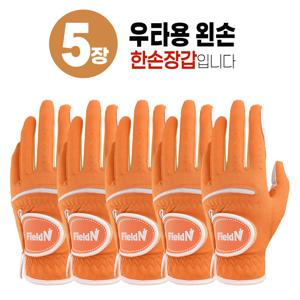 TEMU 5장 필드앤 반양피 파워그립 골프장갑 1등급 천연양피 남성용 이중덧댐 블레스트골프 오랜지