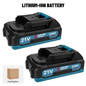 TEMU Makita 전동 공구용 21V 2.0AH 휴대용 리튬 배터리 2개 세트. 전동 렌치, 전기톱, 드릴 등 다양한 장치에 적합