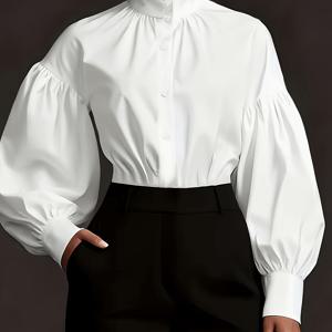 TEMU 우아한 디렉셔널 패션 여성용 긴팔 통근복 터틀넥 블라우스