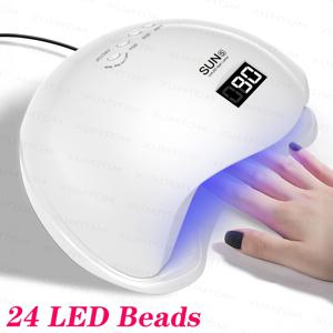 TEMU HOTU 전문가용 네일 아트 램프, 48W SUN5 LED 네일 드라이어 (24개 비즈 포함), LCD 타이머 및 저열 모드, 휴대용 젤 폴리쉬 라이트