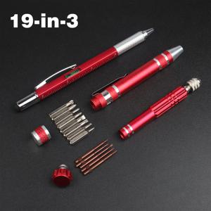 TEMU 19-in-1 멀티펑션 리페어 툴 키트 - 알루미늄 합금 정밀 스크루드라이버 세트, 편리한 수리 도구, 휴대용 멀티펑션 리페어 툴 - 포켓 지니어스 펜 - 수평계, 정밀 스크루드라이버, , 자 포함 - 내구성과 휴대성, 모바일 수리 및 창의적 작업에 적합 - 가정용 예비 도구, 모바일 디지털 제품 수리 도구 - 생일 선물