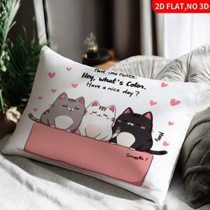 TEMU SDHFKDJS 귀여운 베개 커버 1개, 홈 데코용 - 하트 패턴의 부드러운 멀티컬러 아기 고양이 침대보 커버, 소파 및 침대용 물세탁 가능 침구, 싱글/더블 침대용, 방 장식, 2D 플랫
