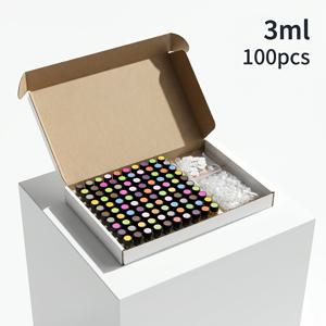 TEMU HCGOTOPLAY 호박색 유리 에센셜 오일 병 100개, 재충전 가능한 누수 방지 미니 약병, RFID 차단 유리 포함, 1/2/3/5ml 샘플 용기, 드로퍼 2개 및 컬러 라벨 스티커 포함, DIY 향수 및 여행용