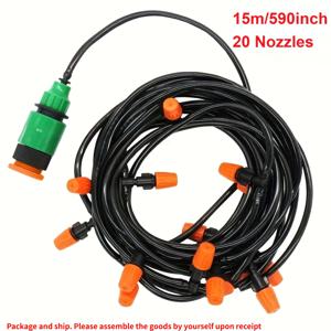 TEMU LDQ 휴대용 미세 관개 시스템, 견고한 PVC 정원 물주기 키트 - 조절식 유량 밸브 및 분무기 노즐 포함, 전기 없이 작동, 야외 식물 관리 및 농업용 관개에 이상적