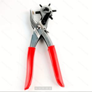 TEMU 인체공학적 핸들과 다양한 사이즈의 구멍 키트가 있는 강력한 로터리 가죽 펀치 - 정밀한 원형/직사각형/정사각형/별/하트/클로버 구멍을 위한 수동 레버 메커니즘 - 벨트, 스트랩, 가죽 공예에 적합
