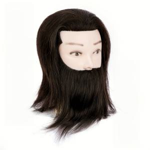 TEMU 남성 실제 인모 헤어 매니큐어 연습 훈련 헤드, 턱수염 포함, 미용 학교용 헤어 커팅 매니큐어 헤드