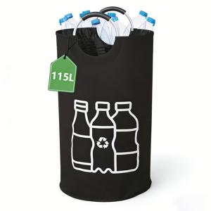 115L 대용량 접이식 수납 및 – EVA 고리와 슬라이드식 시스템이 있는 고하중 접이식 원통형 용기, 사무실용으로 적합 – 대형 재활용 , 패브릭 소재