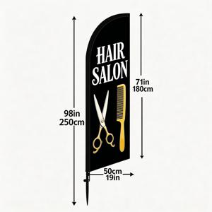 TEMU 헤어 살롱 깃털 깃발, 높이 6.5피트(폴대 미포함), 이발소 스타일링 살롱 홍보용 깃발, 폴리에스터 깃발면, 양면 디스플레이, 자외선 차단, 耐風성, 내구성, 휴대용, 간편한 설치, 가로수길 헤어 살롱 장식용, 매장 이미지 향상 및 시선 끌기