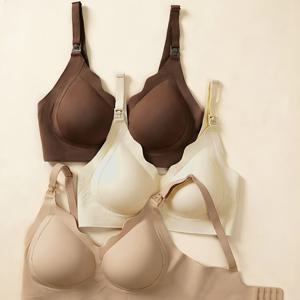 TEMU 임산부 및 산후 엄마를 위한 탈착식 패드, 조절식 肩끈, 앞면 여밈이 있는 수유 브라 3개 세트