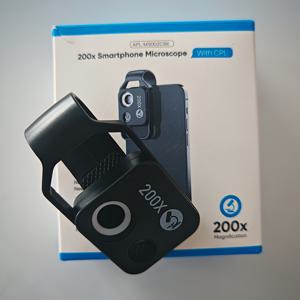 APEXEL 휴대용 USB 스마트폰용 현미경, 200X 다기능 확대경 렌즈, 아이폰 및 기타 휴대폰과 호환 (블랙/CPL 필터/앱 불필요/내장 리튬 배터리)