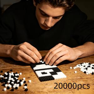 TEMU 수제 공예, 2.6MM 흰색 및 검은색 용접 비즈 사용, 3D 픽셀 퍼즐 제작용. 장식용 고품질 용융 비즈