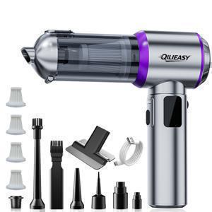 TEMU QILIEASY: 2026년 신제품 100W 휴대용 무선 진공청소기, 24000Pa 강력한 흡입력 차량용 청소기, 4-in-1 진공청소기 & 공기 송풍기 콤보, LED 디스플레이, 3단 속도 조절, 자동차 가정 사무실용 내장형 조명 USB 고속 충전, 추가 HEPA 필터 4개 포함