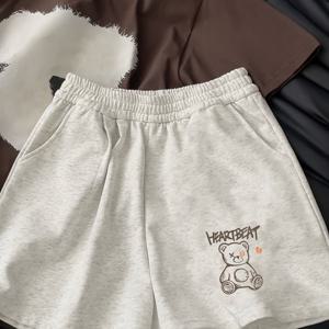 TEMU 여름 패션 여아용 화이트 & 그레이 반바지, 트렌디하고 다용도로 모든 연령층에 적합, 야외 활동에 완벽