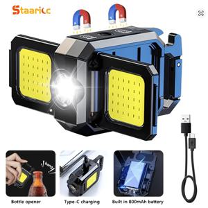 TEMU Staaricc COB 충전식 키체인 손전등, 1개, IPX4, 고휘도 초경량 LED 작업등, 자석, 클립, 병따개 포함, 반려견 산책, 수리, 비상 상황, 캠핑 및 기타 시나리오에 적합