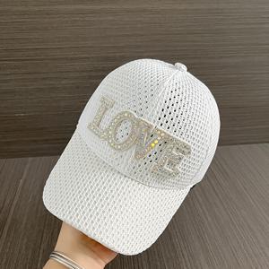 여성을 위한 새로운 패셔너블한 라인스톤 레터 야구 모자, 여름 통기성 메쉬 피크 캡, 남성을 위한 야외 여행 비저