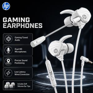 TEMU HP 유선 게이밍 이어버드 (마이크 포함 3.5mm), 분리형 붐 마이크 & 인라인 볼륨 조절, 듀얼 마이크 노이즈 캔슬링 (명확한 통화), Hi-Fi 듀얼 드라이버 사운드, 낮은 지연 시간 (게이밍 스트리밍 음악용), 노이즈 아이솔레이션 (PC 노트북 모바일용)