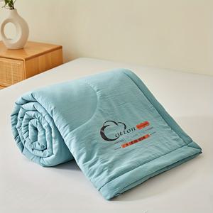 TEMU 일본식 초극세사 여름 시원한 이불, 단색 통기성 좋고 내구성 있는 에어컨 이불 - 스티치 디자인, 사계절용으로 편안함, 세탁기 사용 가능, 침실 또는 손님방용, 베개 미포함