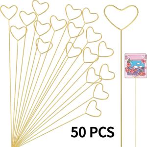 TEMU 50개 하트 모양 카드 클립, 스테인리스 스틸 부케 클립 (선물, 카드, 엽서용). 작고 튼튼하며 결혼식, 생일, 파티, 발렌타인데이 및 다양한 휴일 선물 부케 카드 설치에 적합