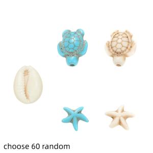 TEMU 60개 흰색 및 파란색 조개, 거북이, 별모양 조개 세트, 바다 테마 비즈, 주얼리 제작용, 귀걸이, 팔찌, 목걸이, 발찌, 공예, , 홈 데코