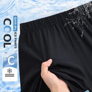 TEMU MIANZHI 브랜드 1개, 스포츠 바지, 남아용 반바지, 여름 스타일, 블랙, 속건성 미디 바지, 시원한 느낌, 간편한 기본, 야외 활동, 러닝, 루즈핏, 바지, 남아, 중~대형 아동, 캐주얼 바지, 내구성, 내마모성, 야외용