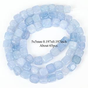 TEMU 5x5mm 천연 칼세도니 사각형 스톤 비즈 65개입, 팔찌 및 목걸이와 같은 수제 주얼리 제작에 적합