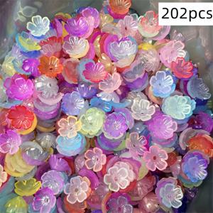 TEMU 202개 11mm 아크릴 투명 컬러 벚꽃, 다양한 색상 선택 가능. 장식 비즈, 주얼리 비즈, 팔찌, 목걸이, 반지, 폰 체인으로 머리 장식, 주얼리 장식 및 작은 선물 제작