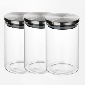 TEMU 1/2/3팩 32oz 유리 커피 캔스터 밀폐 스테인리스 뚜껑 – 커피콩, 설탕, 차, 밀가루, 향신료 및 주방 카운터탑 정리용 투명 식품 저장 용기