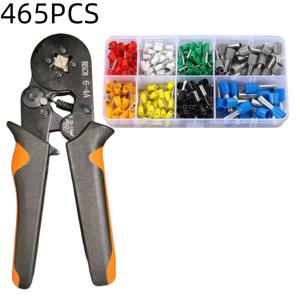 TEMU 465개 전기 기술자 압착 키트, HSC8 6-4A 압착 펜치 (0.25-10Mm² / AWG23-6) 적합, VE 튜브 터미널 + 164개 열수축 튜브 포함, 내구성 좋은 플라스틱 핸들 및 전선 수리 클립 포함, 가정 및 전문 전기 기술자에게 적합