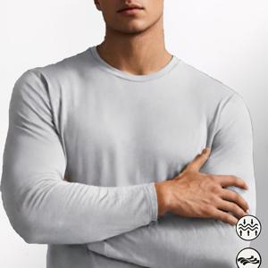 TEMU 솔리드 컬러 남성 캐주얼 운동 티셔츠, 속건성 긴팔 티. 헬스장 웨어, 캐주얼 야외 활동복, 바디 쉐이핑 피트니스 의류에 적합. 패셔너블하고, 매력적이며, 통기성이 좋고 매우 편안합니다.
