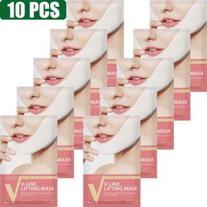 TEMU V라인 리프팅 마스크 10개입, 얼굴 및 턱 주름 패치, 스킨케어용, 탄력 개선 및 매끄러움, 주름/잔주름 개선, 하이드로겔 V라인 페이스 마스크, 팔자 턱 스트랩
