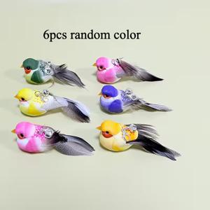 TEMU 6개/9개 인터랙티브 고양이 낚싯대 세트 | 방울 포함, 랜덤 색상 인조 섬유 새, 내구성 있는 플라스틱 및 주철 제작, 배터리 불필요, 모든 품종에 적합