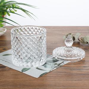 TEMU 투명 유리 욕실 용기 1개 (빈 용기), 엠보싱 공예, 높이 14cm/5.51인치, 10oz, 뚜껑 포함 유리 용기, 셀프 서비스 용기, 가정용 면봉 보관함 (투명), 화장 도구 보관 용기, 욕실 용기