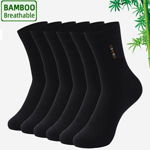 TEMU 고품질 대나무 섬유 남성용 여름 비즈니스 양말 6켤레 | 수분 흡수 속건성, 냄새 방지 하이컷 남성용 긴 양말 | 비즈니스, 캐주얼, 사무실복, 정장용으로 적합