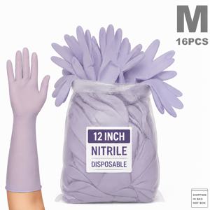 TEMU 보라색 니트릴 장갑 일회용 12인치 긴 커프스 통기성 신축성 양손잡이 다용도 일반 일상 활동 일상적인 작업 남성 여성 성인 편안하고 유연한 디자인 기본적인 개인 용품 고품질 소재