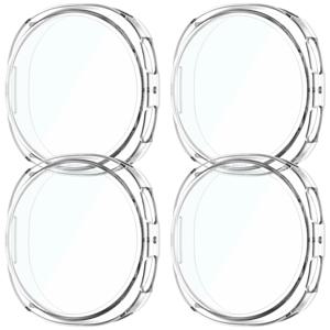 삼성 8 호환 소프트 TPU 투명 케이스 및 화면 보호 필름 포함 4개 세트, 워치 8 40/44mm 케이스용, 스마트워치 액세서리용 보호 커버, 남아용 선물