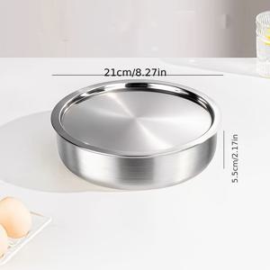 TEMU 뚜껑이 있는 스테인리스 스틸 베이킹 트레이, 1판과 1뚜껑 - 찜그릇, 케이크 그릇, 찜 계란 그릇, 가정용 찜 그릇