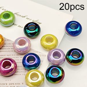 TEMU 20개 대형 구멍 비즈 AB 컬러 플랫 비즈 랜덤 혼합, 14*8mm 아크릴 주얼리 제작 비즈, 목걸이, 팔찌, 귀걸이, 휴대폰 체인, 키 체인, 가방 펜던트 및 기타 수제 추가 재료로 사용 가능