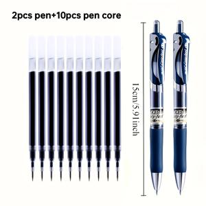 TEMU 12개입 파란색 젤 펜, 의사 및 간호사용 - 0.5mm 속건성 부드러운 그립, 펜 2개 및 리필 10개 포함, 처방 및 사무용품에 적합, 전문 문구류, 패셔너블 내구성 펜