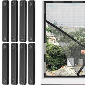 TEMU 8개 자석 스트립, 모기장 자석 스트립 - 강력 접착 창문 부착, 자석 모기장 고정 클립 포함, 모기장, 방, 아파트, 거실, RV, 정원, 지하실, 학교에 적합