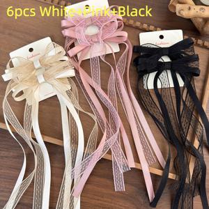 TEMU 레ース 리본 나비매듭 헤어클립 6개, 발레 스타일 단발용 머리핀, 옆머리 앞머리 클립, 헤어스타일 디자인, 장식, 파티, 결혼식, 여행용 헤어 액세서리