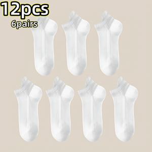 TEMU 12개/6개 봄, 여름, 가을용 얇은 양말 여성용 단색 메쉬 통기성 탄성 숏 삭스 여름 여성용 얕은 입구 속이 빈 보트 삭스 보이지 않는 통기성 편안한 숏 삭스 캐주얼 삭스 (귀 및 미끄럼 방지 뒤꿈치 포함) 화이트 숏