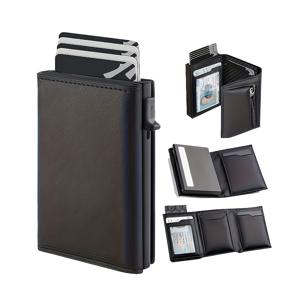 TEMU 모던 팝업 지갑 블랙 카본 파이버 & 레드 알루미늄 신용 카드 홀더, RFID 차단 메탈 카드 슬리브 (마이크로화이버 슬롯 포함), 남녀 공용 경량 동전 지갑, 이상적인 생일 선물