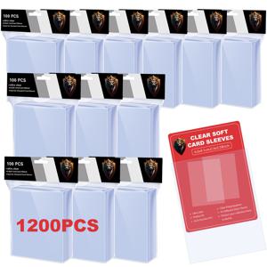 TEMU 1200개 소프트 투명 플라스틱 트레이딩 카드 슬리브, 스포츠 카드 슬리브, 카드 보관 솔루션 | 투명 디자인 | 투명한 시야 슬리브, 소프트 페니 카드 슬리브 카드 보호대 플라스틱 카드 홀더 야구 카드, 스포츠 카드에 적합