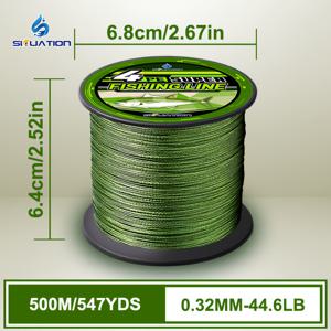 500M/547YDS/1641FT 초강력 낚싯줄 - PE 브레이드 와이어 4합, 15.0-85.0LB, 부드러운 장거리 캐스팅, 물고기 물고기 잡기 및 내마모성