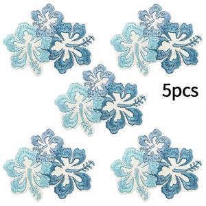 TEMU 5개 세트 생생한 핑크 & 블루 플로럴 자수 패치 - 고품질 다리미/바느질 패브릭 패치, 공예, 의류, 모자, 가방, 담요, 커플 의상, 선물, 다이어리 장식, 패션 뜨개질 추가, 자수 재료에 적합
