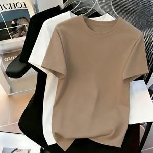TEMU 3pcs 세트 신상 여성 슬림핏 활용성 라운드넥 단색 티셔츠 기본 여름 반팔 상의 세트