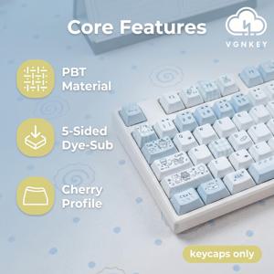 TEMU 아쿠아 다이어리 키캡, 143키 세트, PBT 소재, 오각면 염료승화, OEM , 신선하고 귀엽고 차분한, 60%, 65%, 75%, TKL, 100% 풀사이즈 레이아웃 및 대부분의 MX 스위치 기계식 키보드와 호환