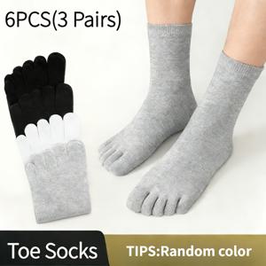 TEMU 여성용 발가락 분리형 통기성 양말 6pcs (3켤레) - 땀 흡수 미드솔, 댄스 및 캐주얼 웨어용 캐주얼 운동 양말 (세탁기 사용 가능)