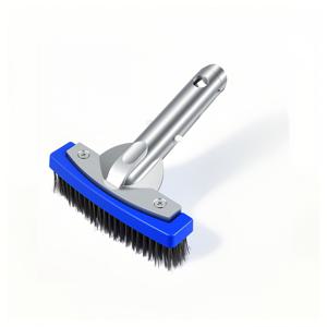 5인치 알루미늄 뒷면 강철 와이어 브러시, 수영장 청소 도구, 수영장 바닥과 벽면의 강력한 얼룩 제거를 위한 고밀도 뻣뻣한 강모, 수영장 전용 강철 와이어 브러시, 알루미늄 뒷판, 고집스러운 얼룩과 이끼를 효과적으로 제거